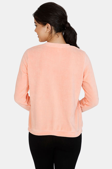 Zivame Velveteen Velour Knit Sweat-Shirt - Pink — image 3